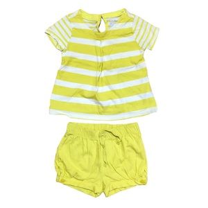 Baby Gap yellow & white striped short sleeve top with yellow shorts 18-24 mos.